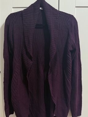 Women's Open-Front Shawl Collar Cardigan - Plum